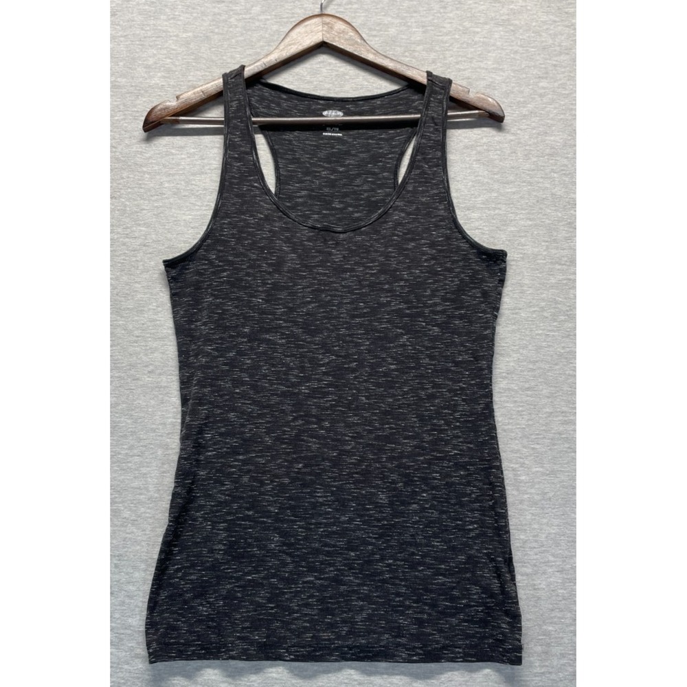 Old Navy Fitted Tank Top Womens XL Black Space Dye Scoop Neck Casual Summer Wear